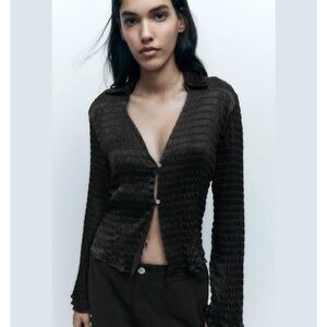 NWT Zara Textured Satin Effect Shirt